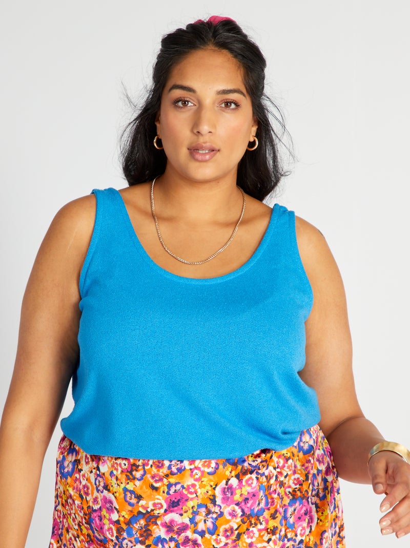 Camiseta sin mangas de punto vaporoso AZUL - Kiabi