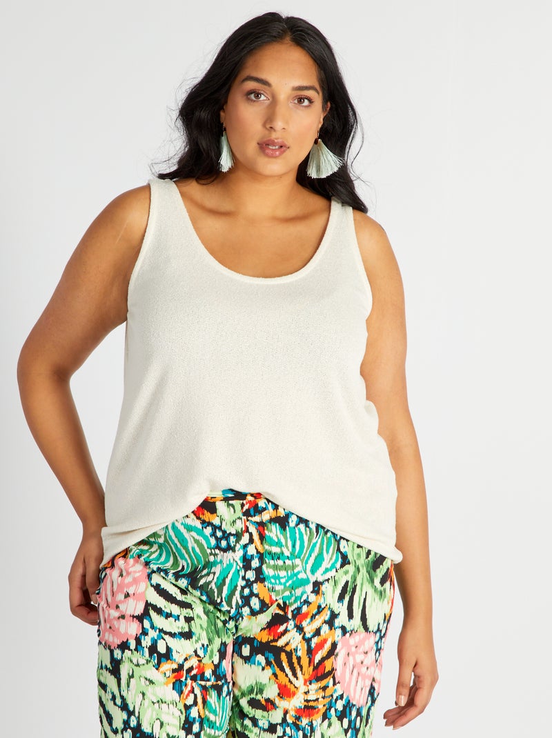 Camiseta sin mangas de punto vaporoso BEIGE - Kiabi