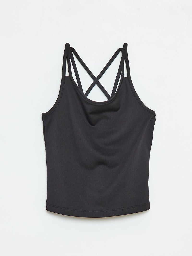 Camiseta sin mangas de tejido elástico negro - Kiabi