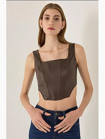 Camiseta sin mangas efecto piel estilo corsé hiccup