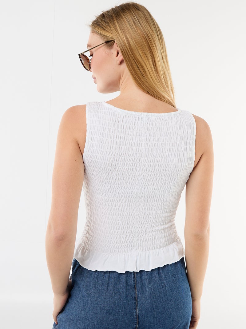 Camiseta sin mangas elástica Blanco - Kiabi