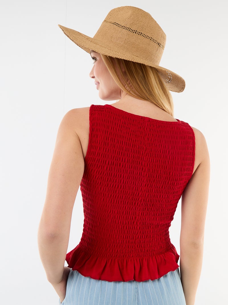 Camiseta sin mangas elástica Rojo - Kiabi