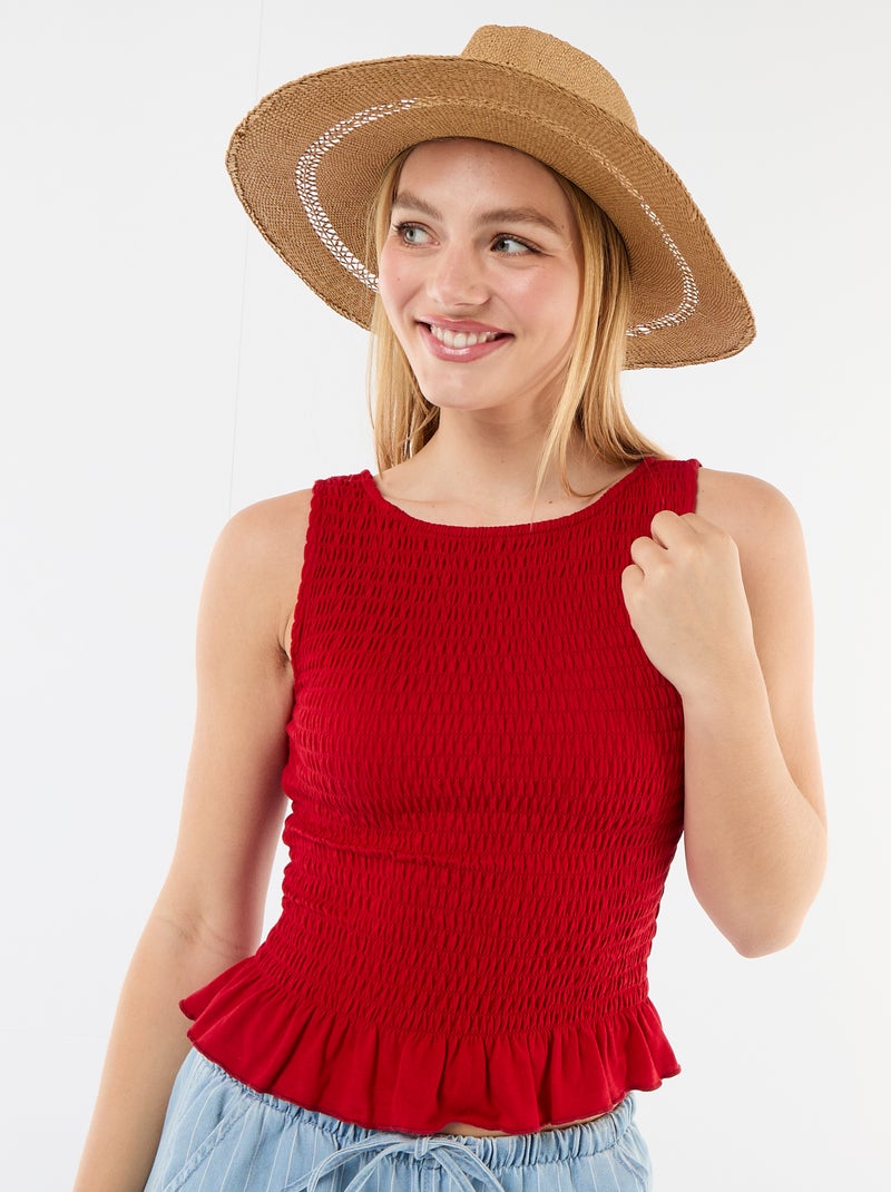 Camiseta sin mangas elástica Rojo - Kiabi