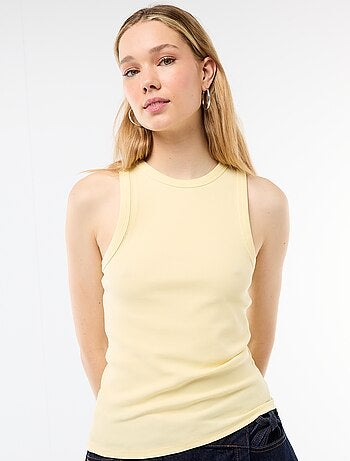 Camiseta sin mangas en canalé