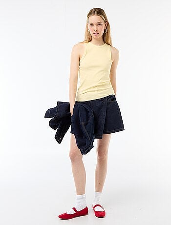 Camiseta sin mangas en canalé