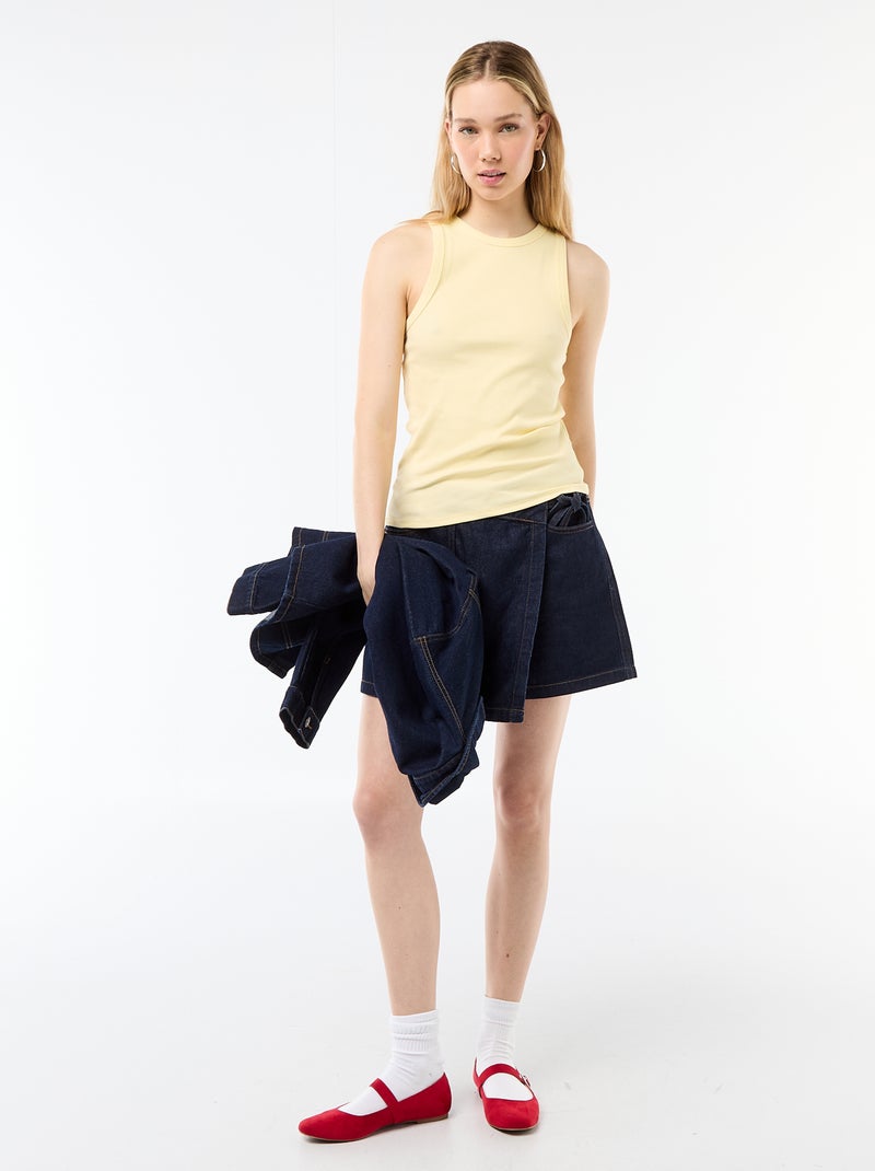 Camiseta sin mangas en canalé Amarillo - Kiabi