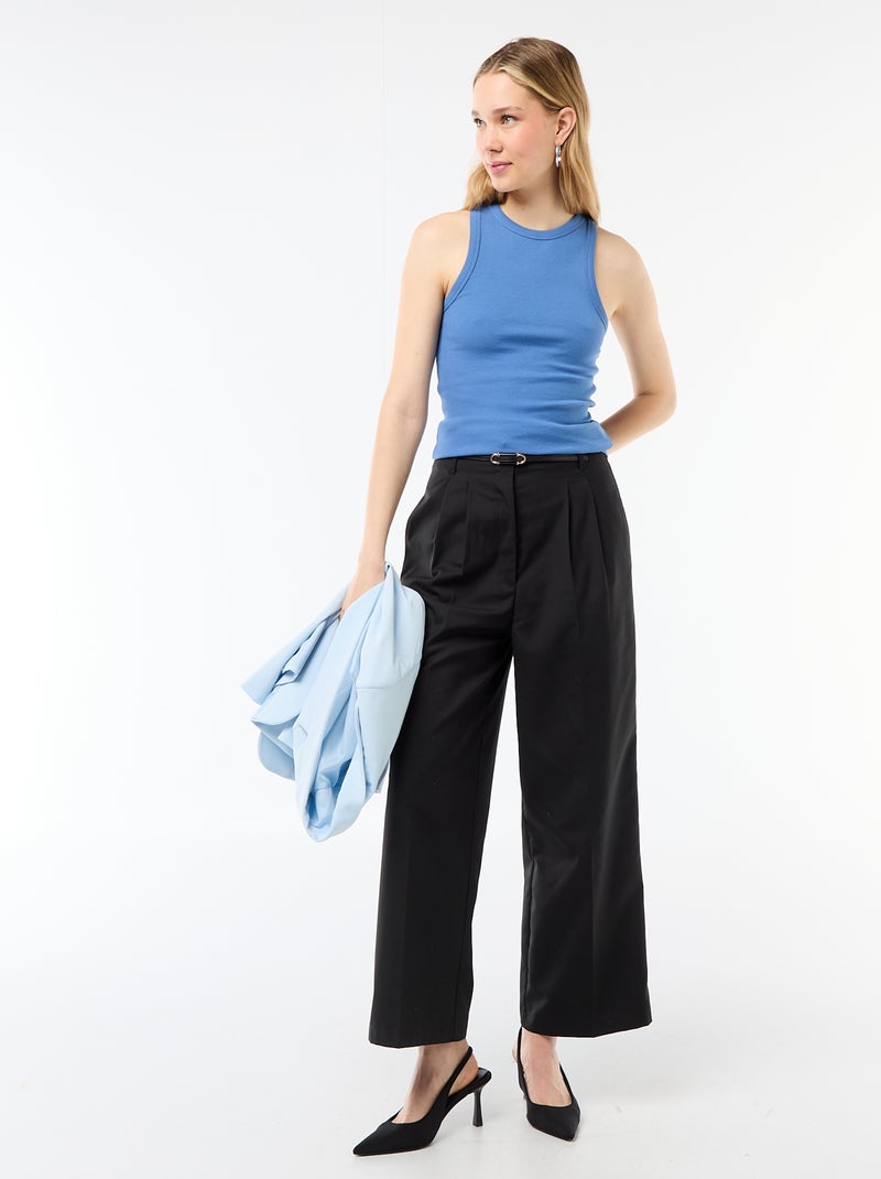 Camiseta sin mangas en canalé Azul - Kiabi