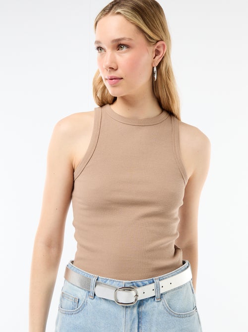 Camiseta sin mangas en canalé - Kiabi