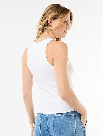 Camiseta sin mangas en canalé