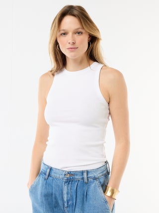 Camiseta sin mangas en canalé