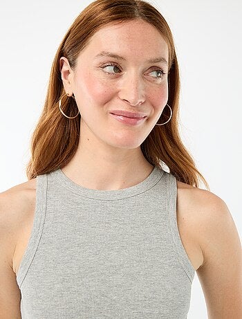 Camiseta sin mangas en canalé