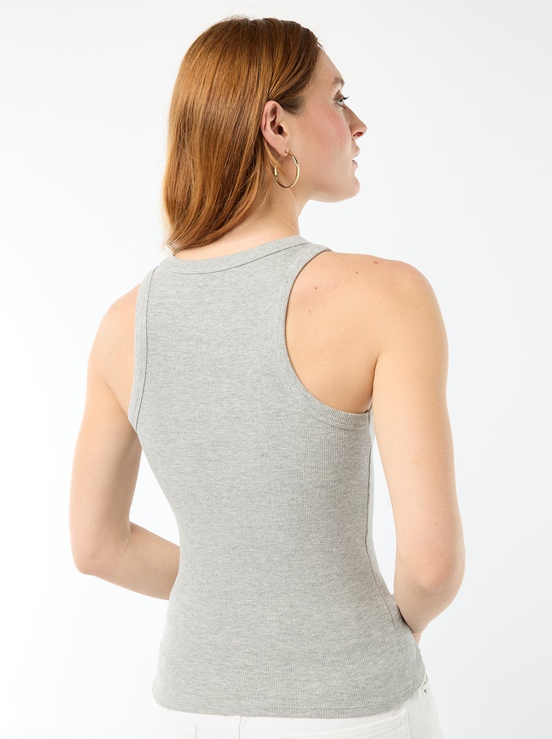 Camiseta sin mangas en canalé Gris - Kiabi