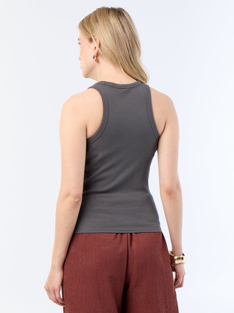 Camiseta sin mangas en canalé Gris - Kiabi