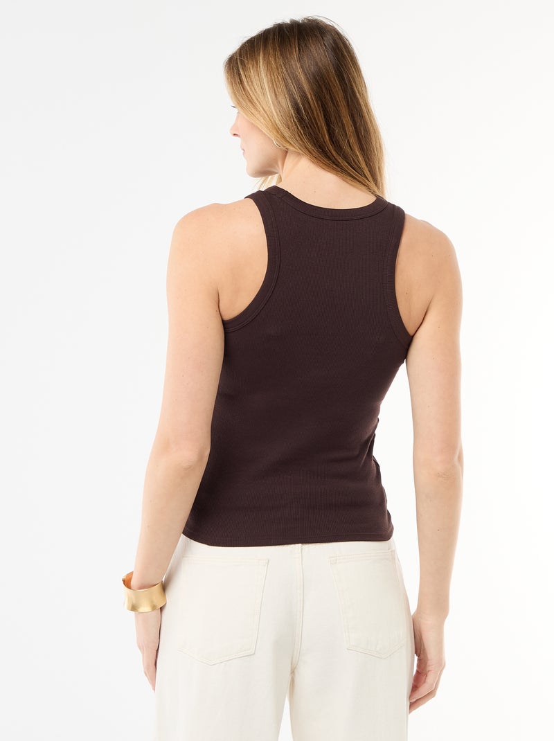 Camiseta sin mangas en canalé Marron - Kiabi