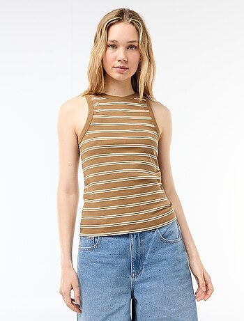 Camiseta sin mangas en canalé