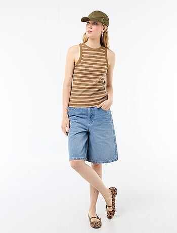 Camiseta sin mangas en canalé