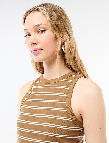 Camiseta sin mangas en canalé