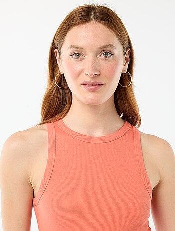 Camiseta sin mangas en canalé