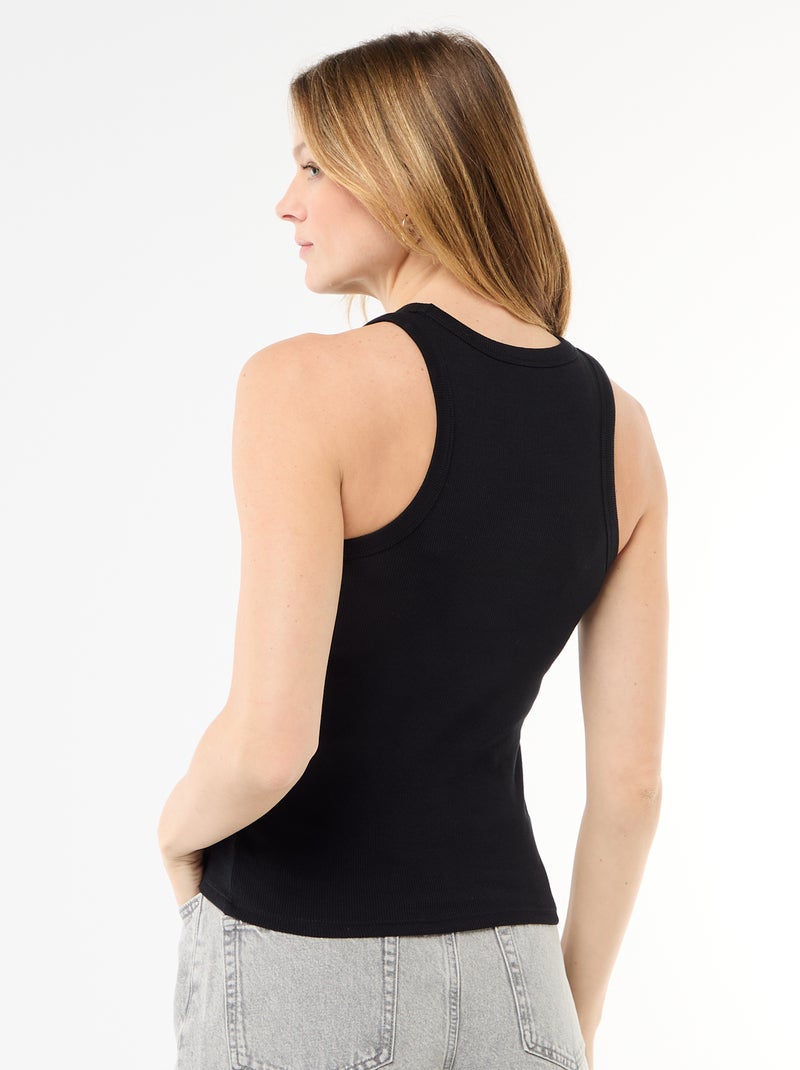 Camiseta sin mangas en canalé Negro - Kiabi