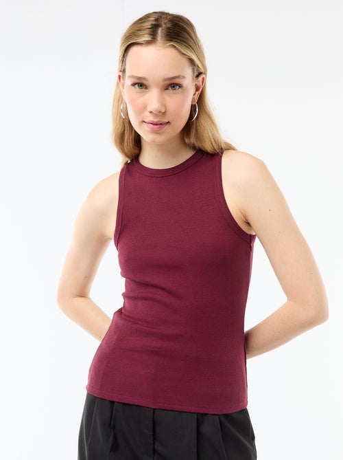 Camiseta sin mangas en canalé - Kiabi