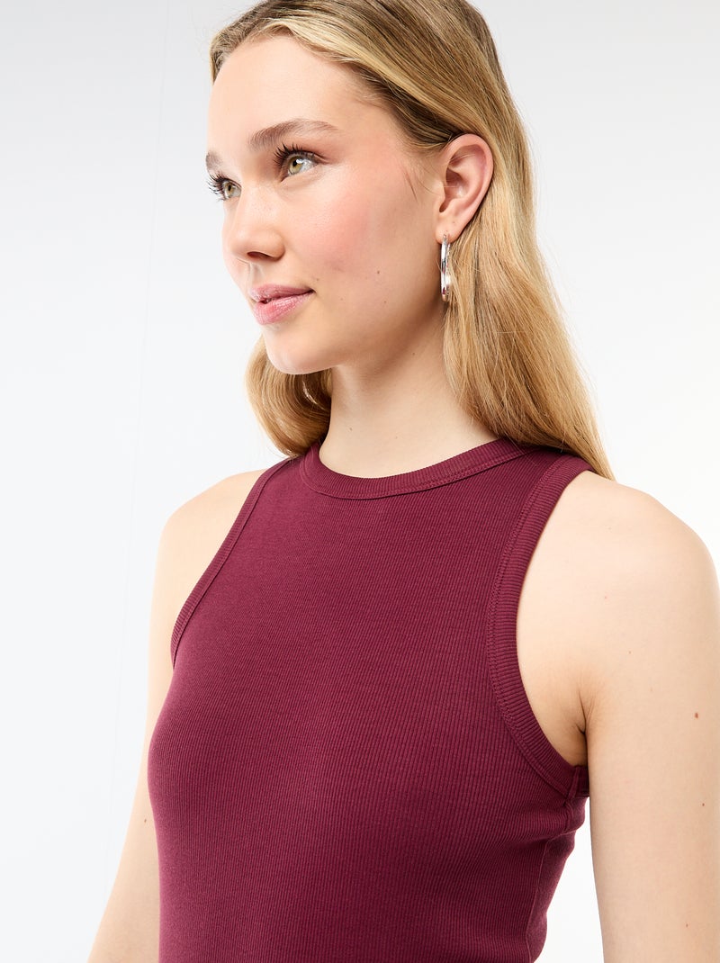 Camiseta sin mangas en canalé Purpura - Kiabi