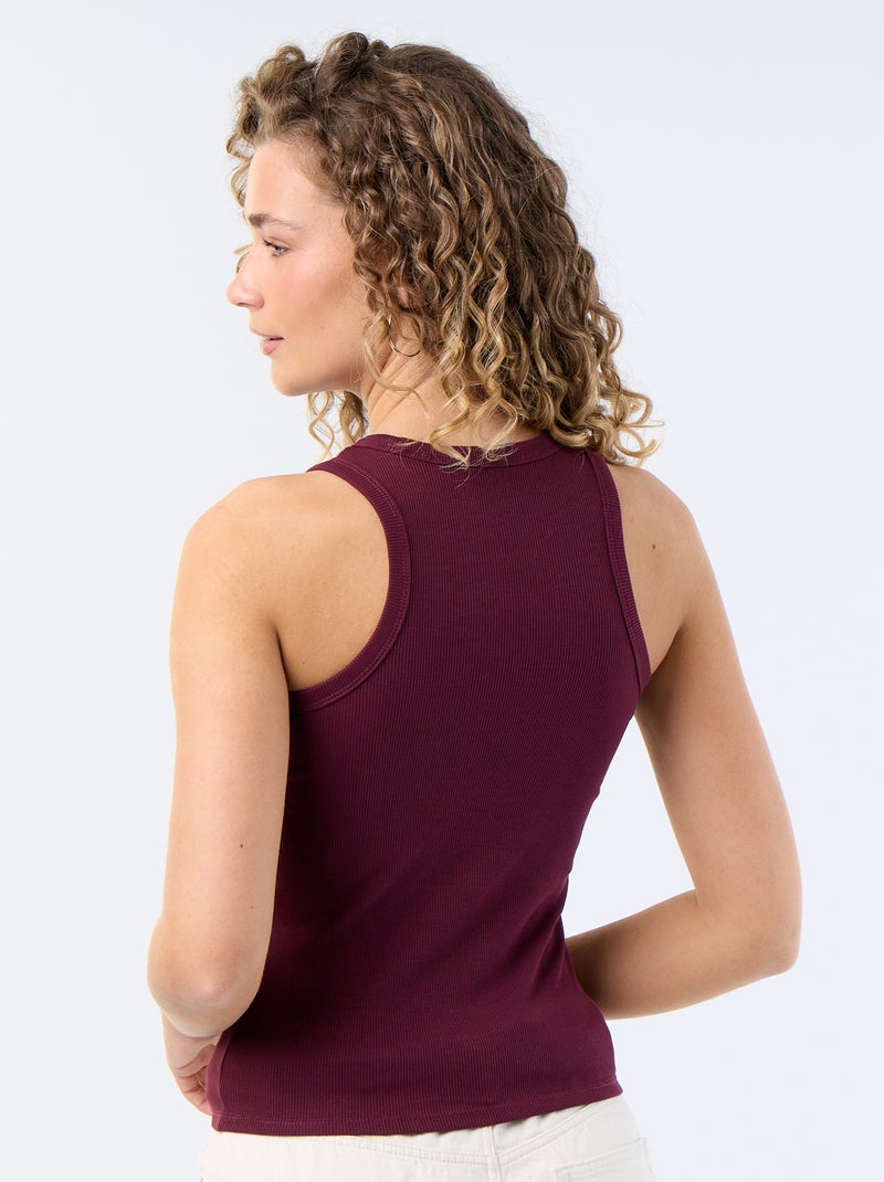 Camiseta sin mangas en canalé Rosa - Kiabi