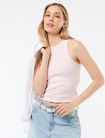 Camiseta sin mangas en canalé
