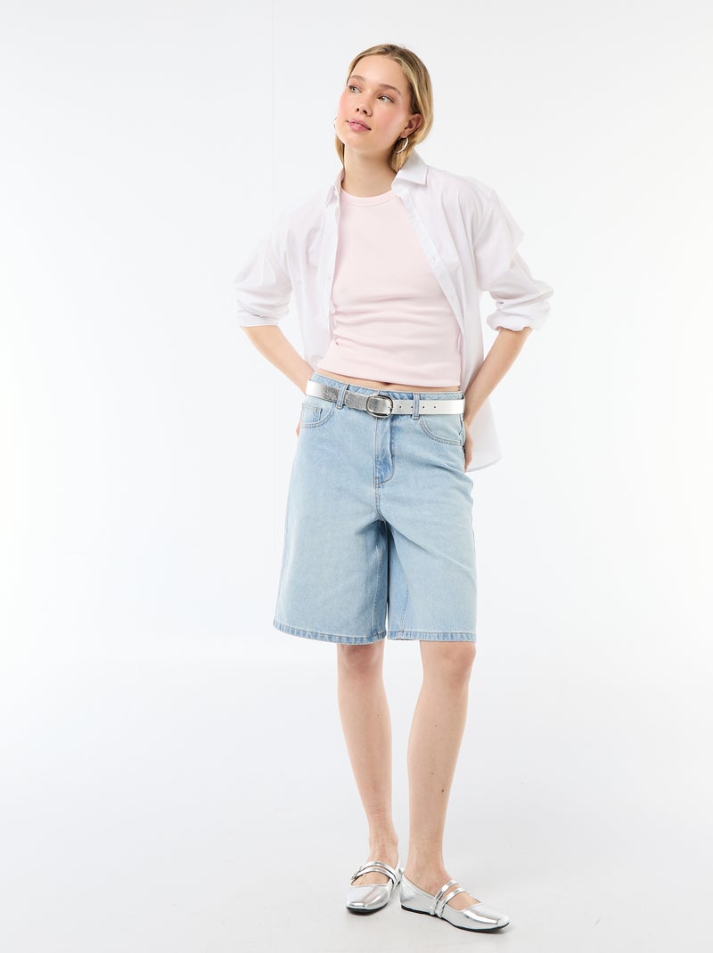 Camiseta sin mangas en canalé Rosa - Kiabi