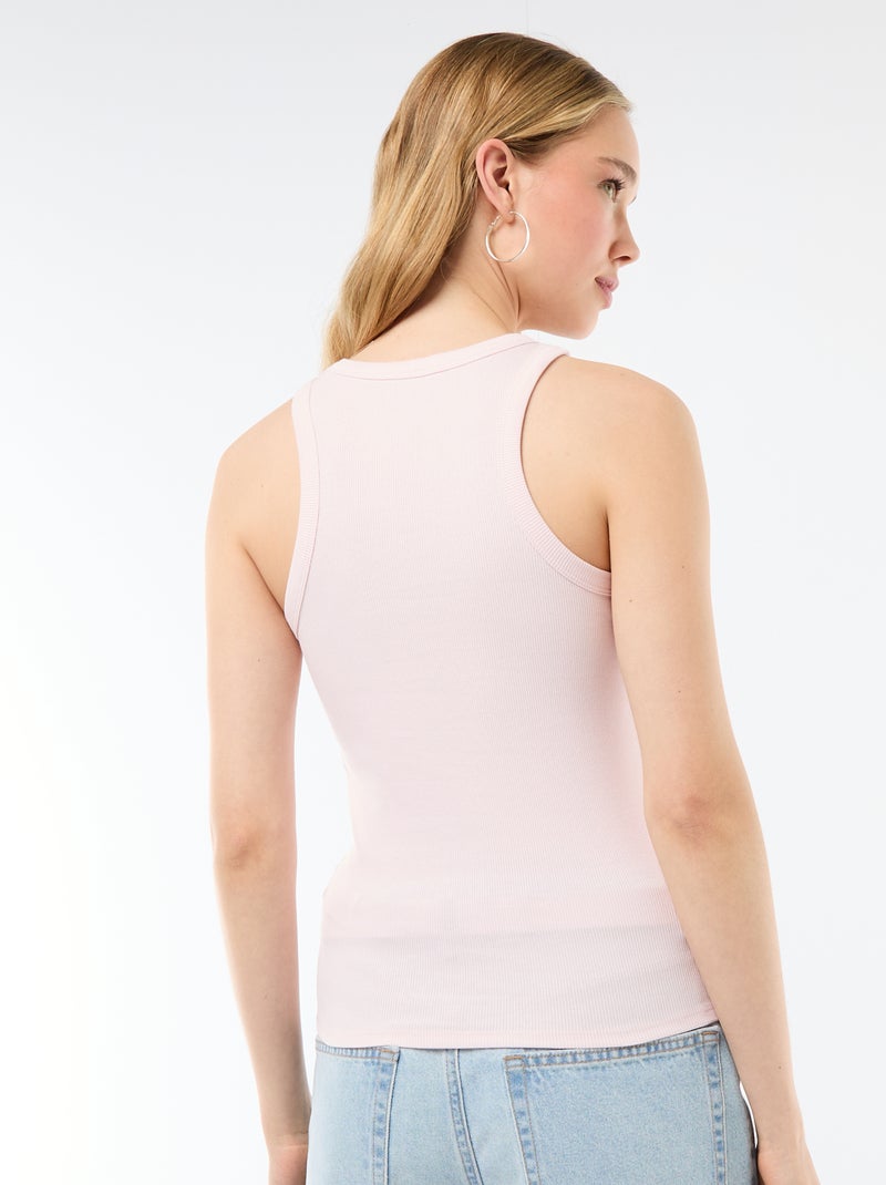 Camiseta sin mangas en canalé Rosa - Kiabi