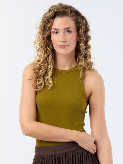 Camiseta sin mangas en canalé - Kiabi