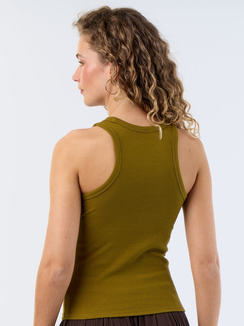 Camiseta sin mangas en canalé Verde - Kiabi