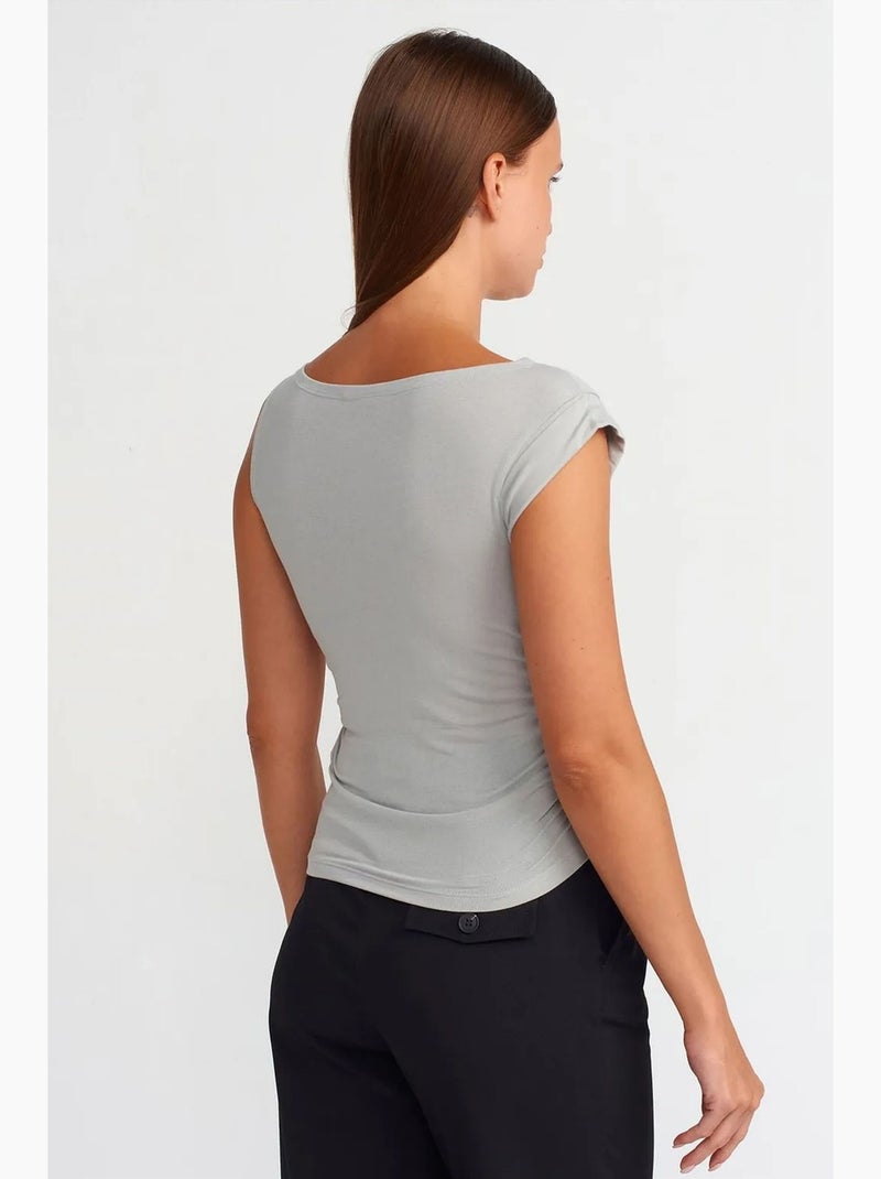 Camiseta sin mangas entallada con cuello barco dilvin Gris claro - Kiabi