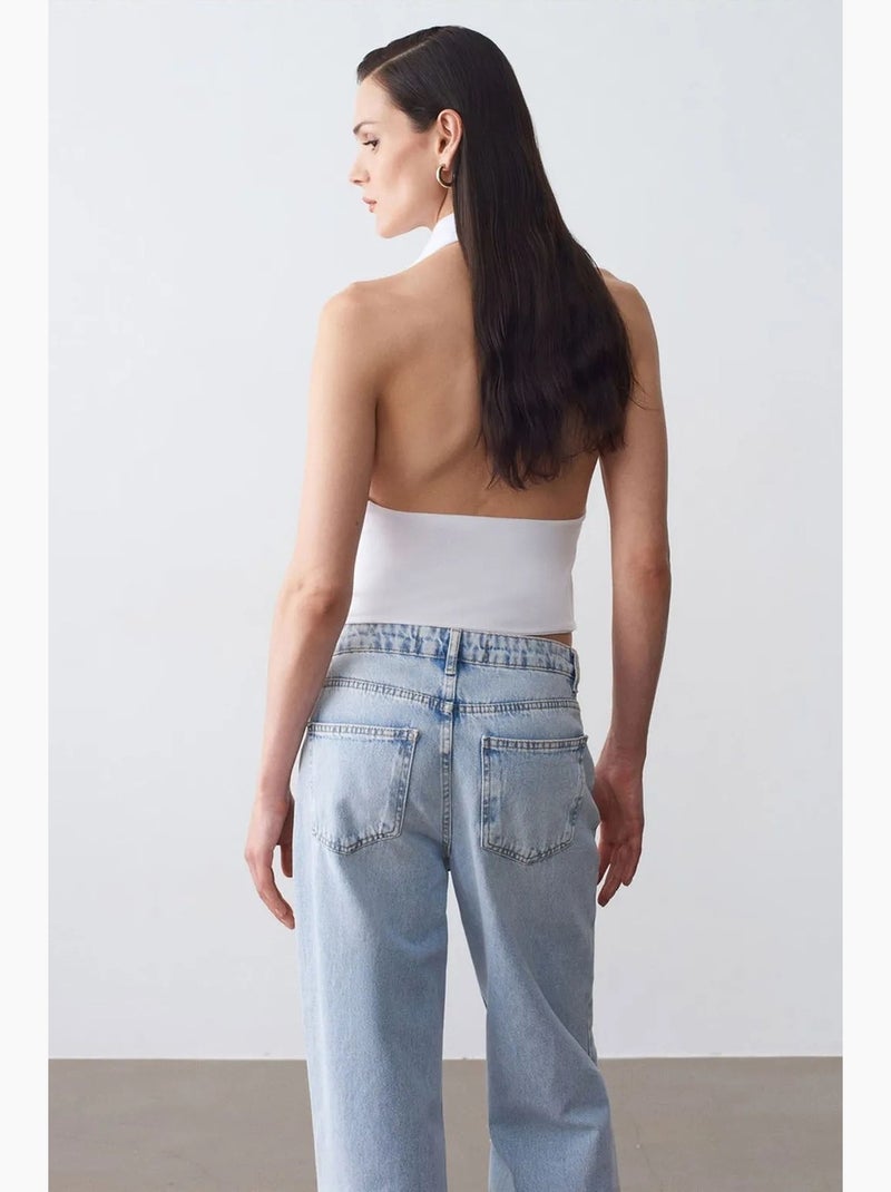 Camiseta sin mangas entallada con escote drapeado dilvin Blanco - Kiabi