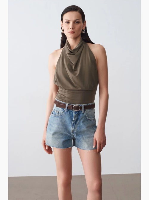 Camiseta sin mangas entallada con escote drapeado dilvin - Kiabi