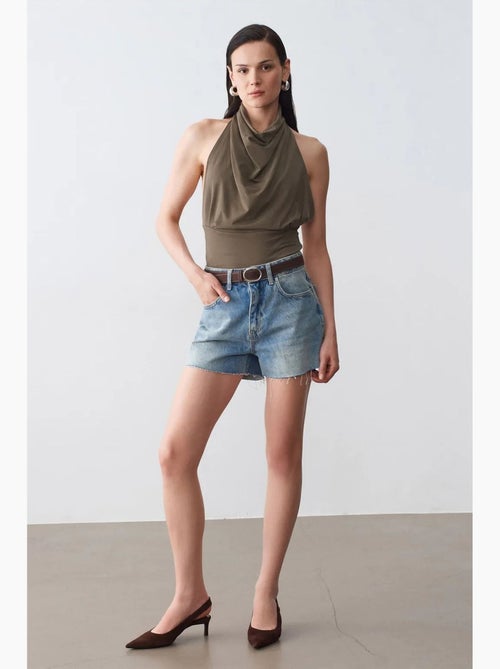 Camiseta sin mangas entallada con escote drapeado dilvin - Kiabi