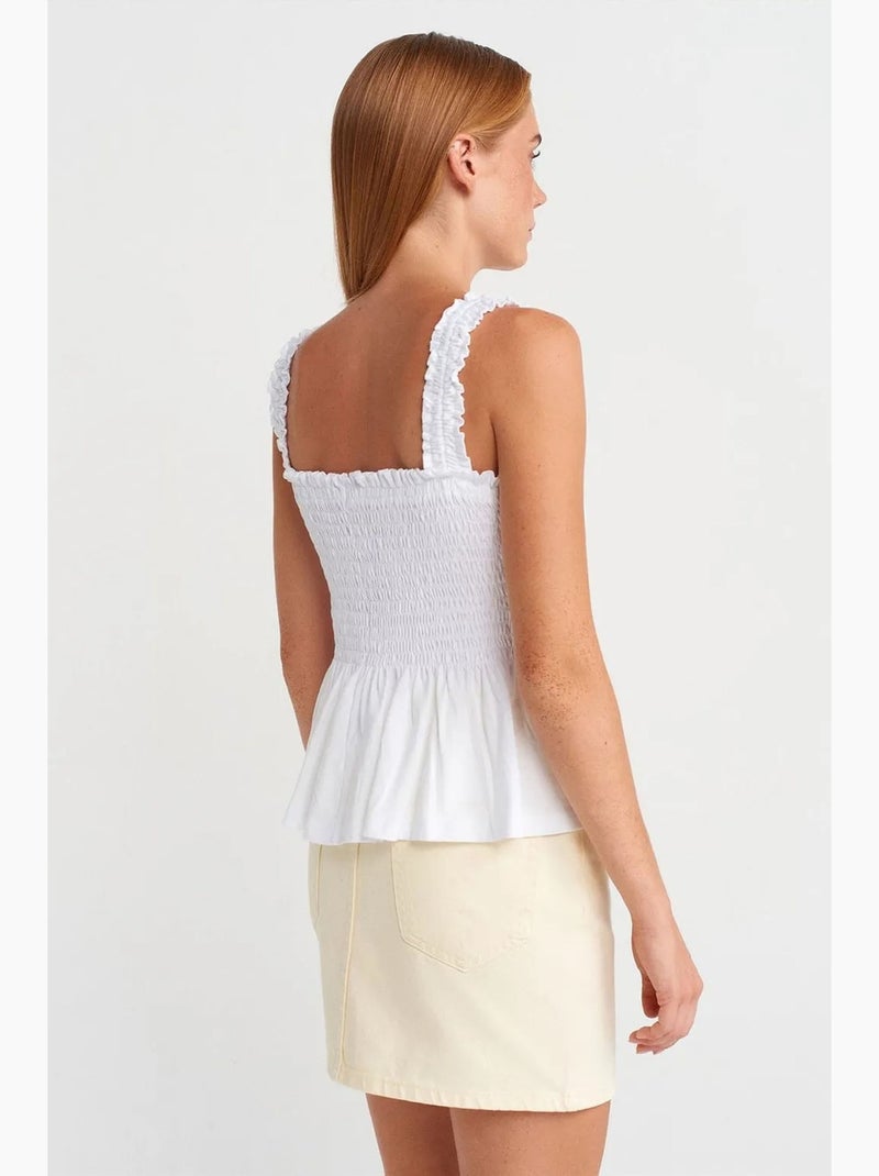 Camiseta sin mangas escote cuadrado con volantes dilvin Blanco - Kiabi