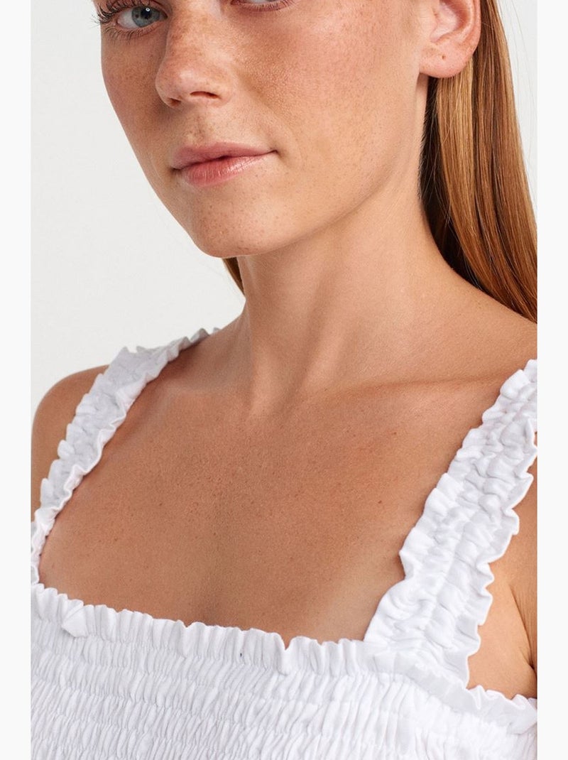 Camiseta sin mangas escote cuadrado con volantes dilvin Blanco - Kiabi