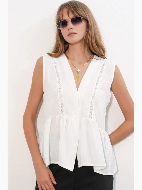 Camiseta sin mangas escote pico botones delante bdart - Kiabi