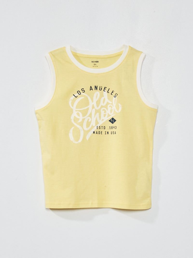 Camiseta sin mangas estampada AMARILLO - Kiabi