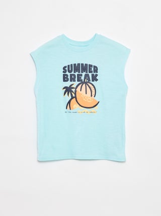 Camiseta sin mangas estampada