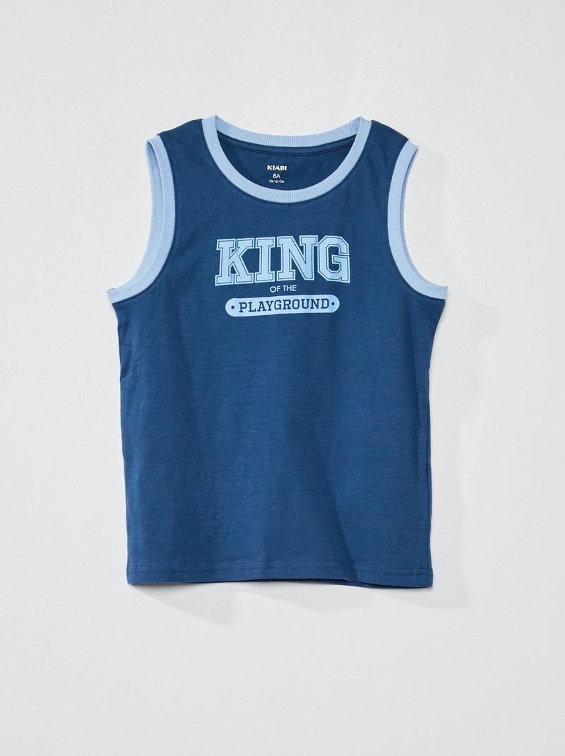 Camiseta sin mangas estampada AZUL - Kiabi