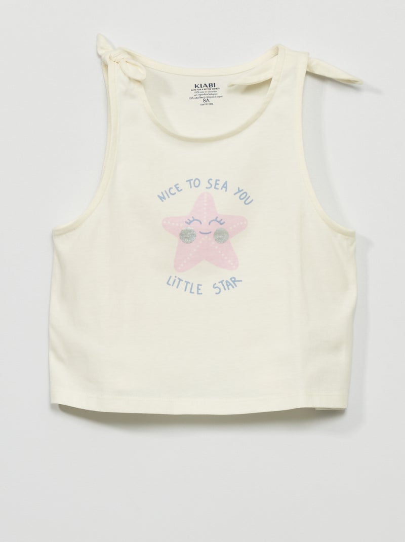 Camiseta sin mangas estampada BLANCO - Kiabi