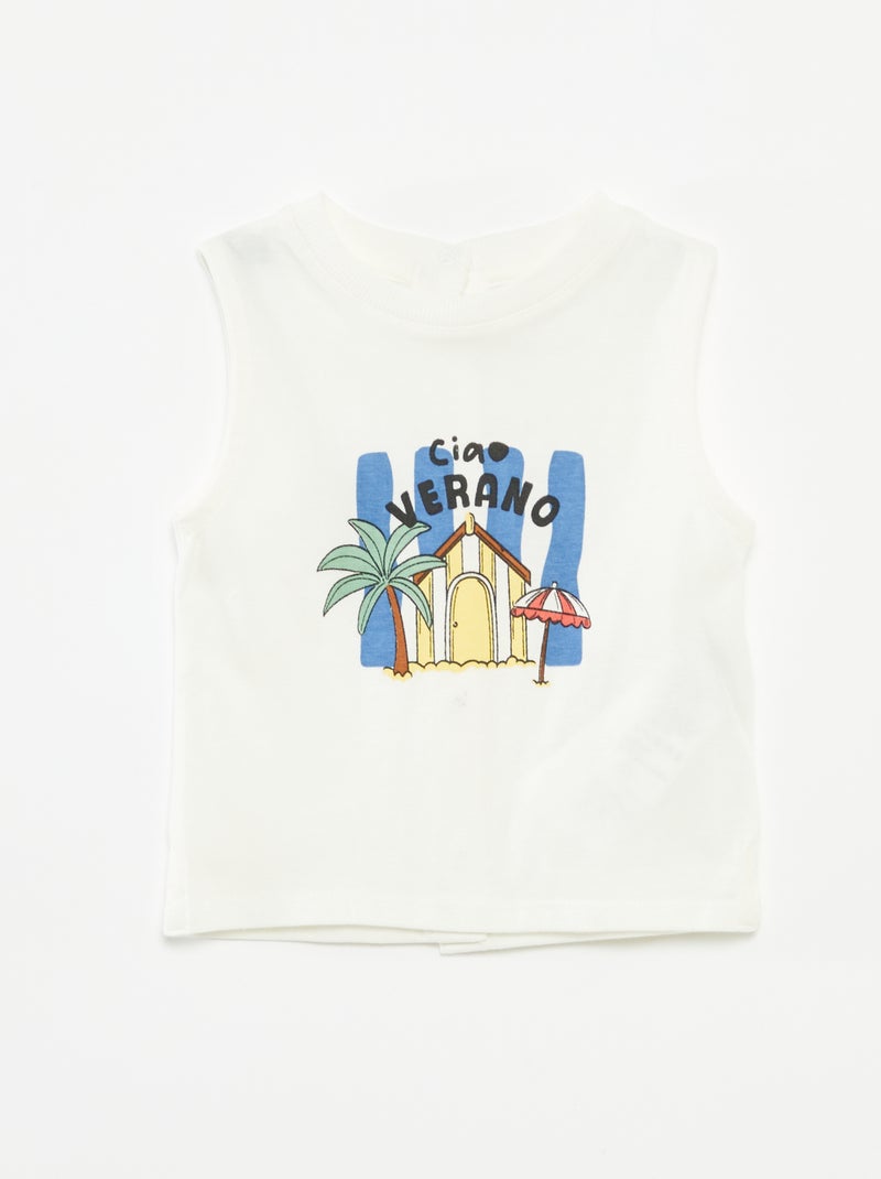 Camiseta sin mangas estampada BLANCO - Kiabi