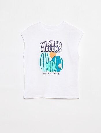 Camiseta sin mangas estampada