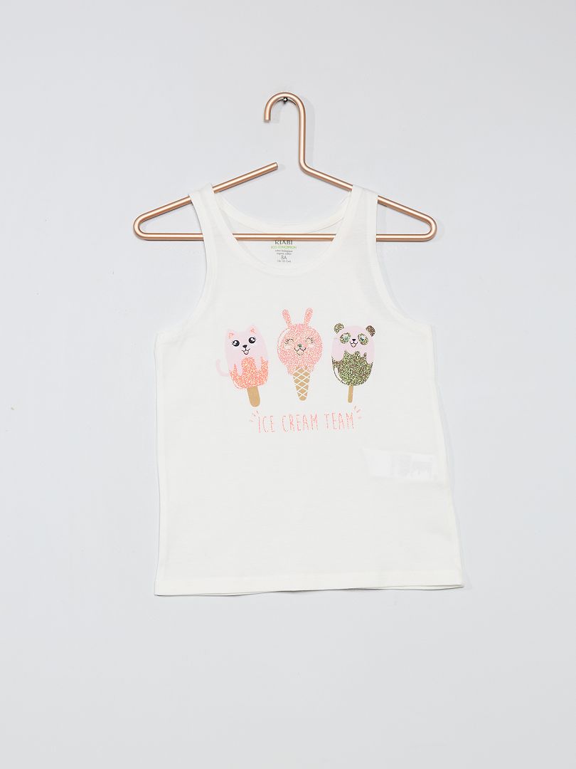 Camiseta sin mangas estampada de algodón orgánico BEIGE - Kiabi