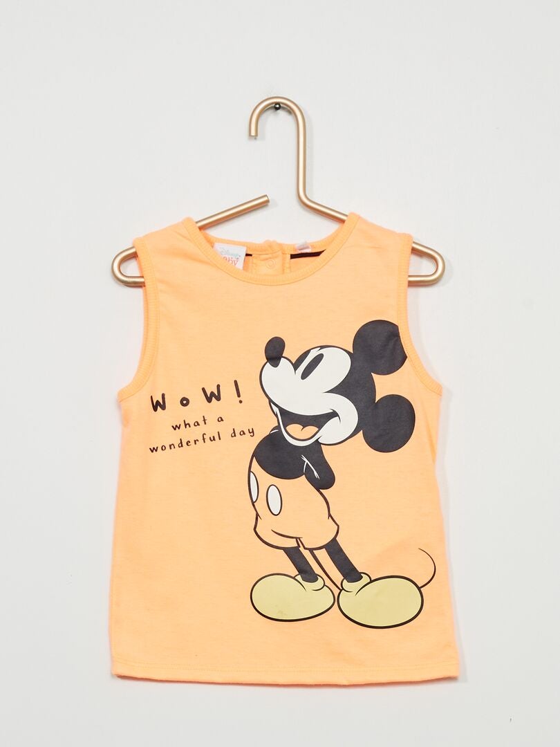 Camiseta sin mangas estampada 'Mickey' NARANJA - Kiabi