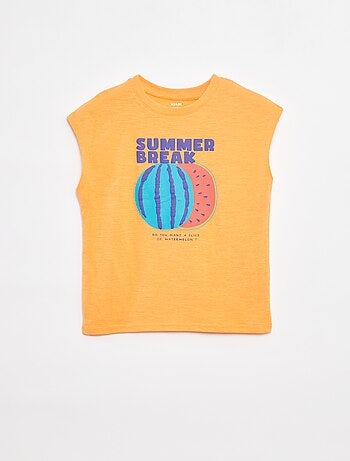 Camiseta sin mangas estampada