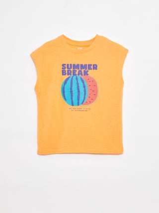 Camiseta sin mangas estampada
