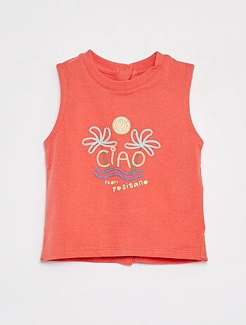 Camiseta sin mangas estampada