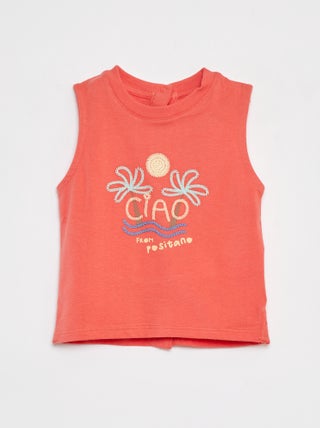 Camiseta sin mangas estampada